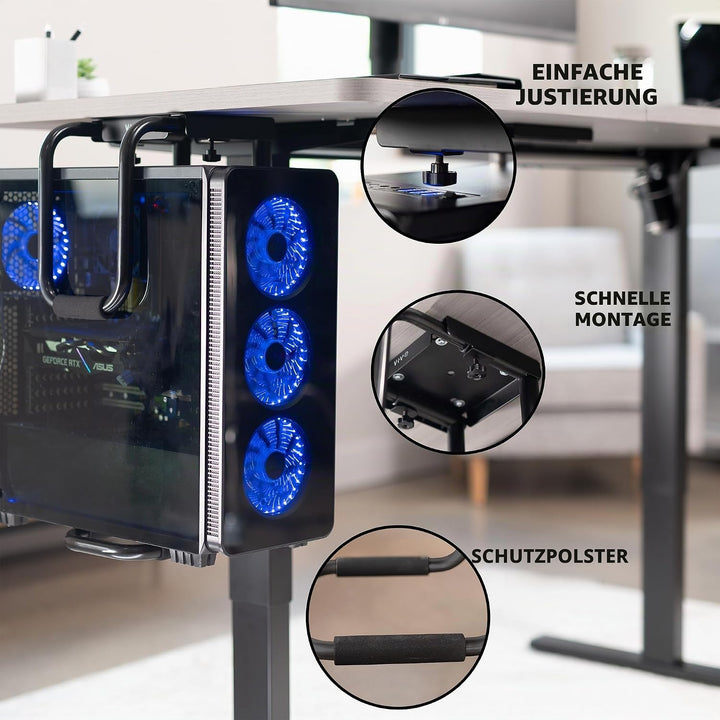 VIVO Robuste verstellbare PC-Halterung für den Schreibtisch, Computer-CPU-Halterung mit sicherer Ver