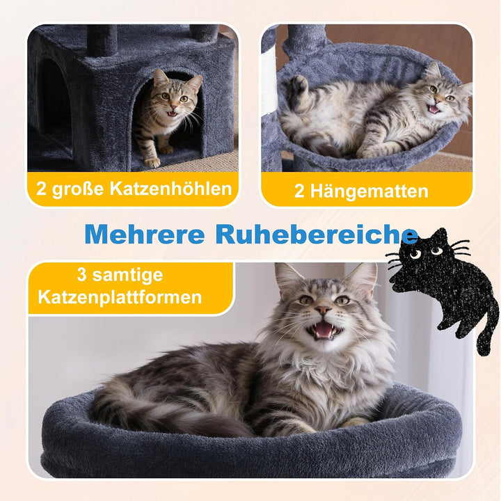 Hey-brother 171 cm Kratzbaum für grosse Katzen, Mehrkatzen tauglich, MPJ084G | Stabiler Kratzbaum mi