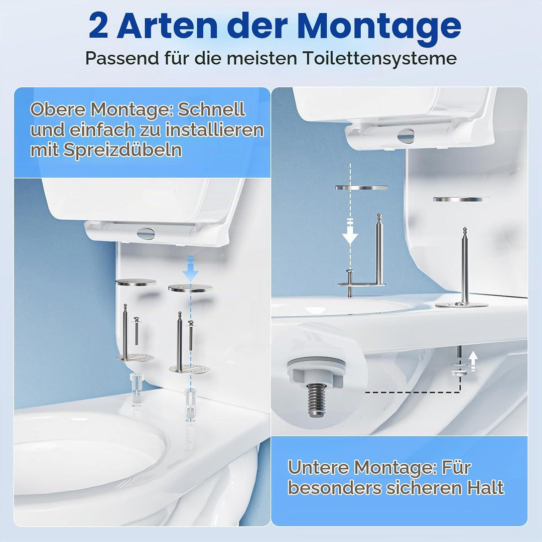 SAMODRA Toilettensitzerhöhung mit Absenkautomatik, oval, Schnellverschluss für einfaches Anbringen u