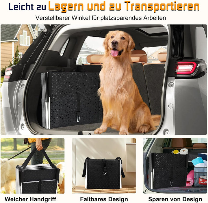 Hundetreppe Für Grosse Hunde, Extra Breit 4 Stufen Hunderampe Klappbar, Leichte Und rutschfeste Hund