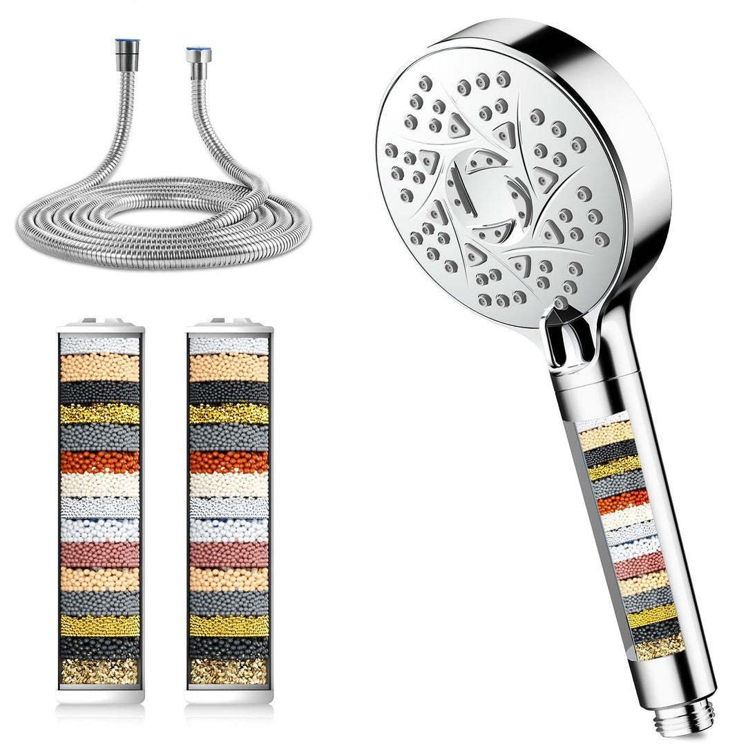 Magichome Duschkopf mit Schlauch 6 Strahlarten Duschkopf mit Filter + 2 Pack Duschfilter 20-stufiger
