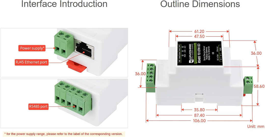 RS485 zu RJ45 Ethernet Konverter Modul, Industrieller RS485 Serieller Server, TCP/IP zu Seriell Modu