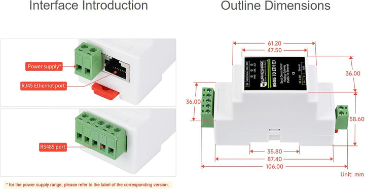 RS485 zu RJ45 Ethernet Konverter Modul, Industrieller RS485 Serieller Server, TCP/IP zu Seriell Modu