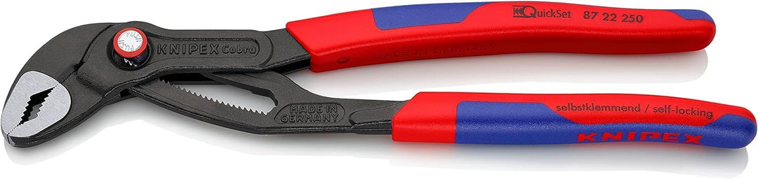 KNIPEX Cobra QuickSet Hightech-Wasserpumpenzange mit schlanken Mehrkomponenten-Hüllen grau atramenti