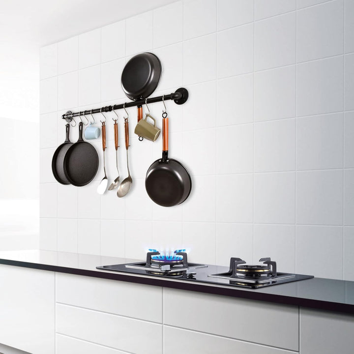 LINKPIPES Rohr Topf Pan Rack Wandbefestigte industrielle Utensil Deckel Halter Kochgeschirr Aufhänge
