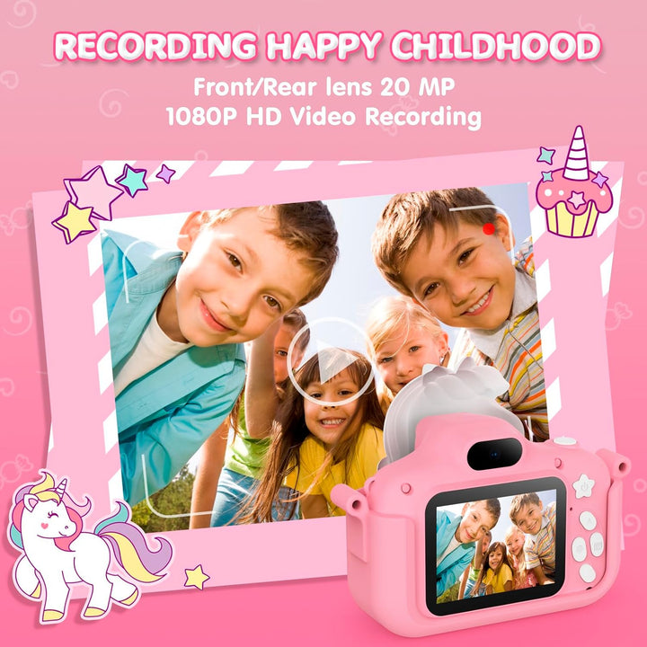 Kinderkamera, CAMCLID Kinder Kamera 1080P 2.0”-Bildschirm Digitalkamera Kinder mit 32GB SD-Karte, We