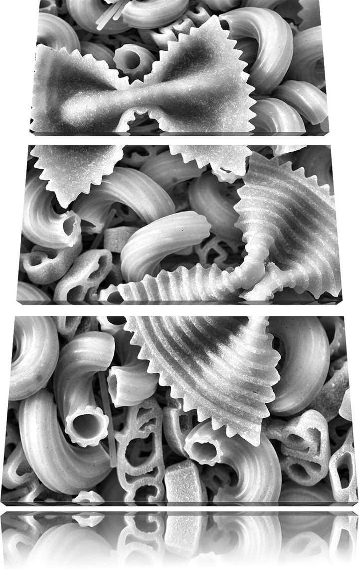 Pixxprint Monocrome, Nudeln Pasta Italia Mischung 3-Teiler Leinwandbild 120x80 Bild auf Leinwand