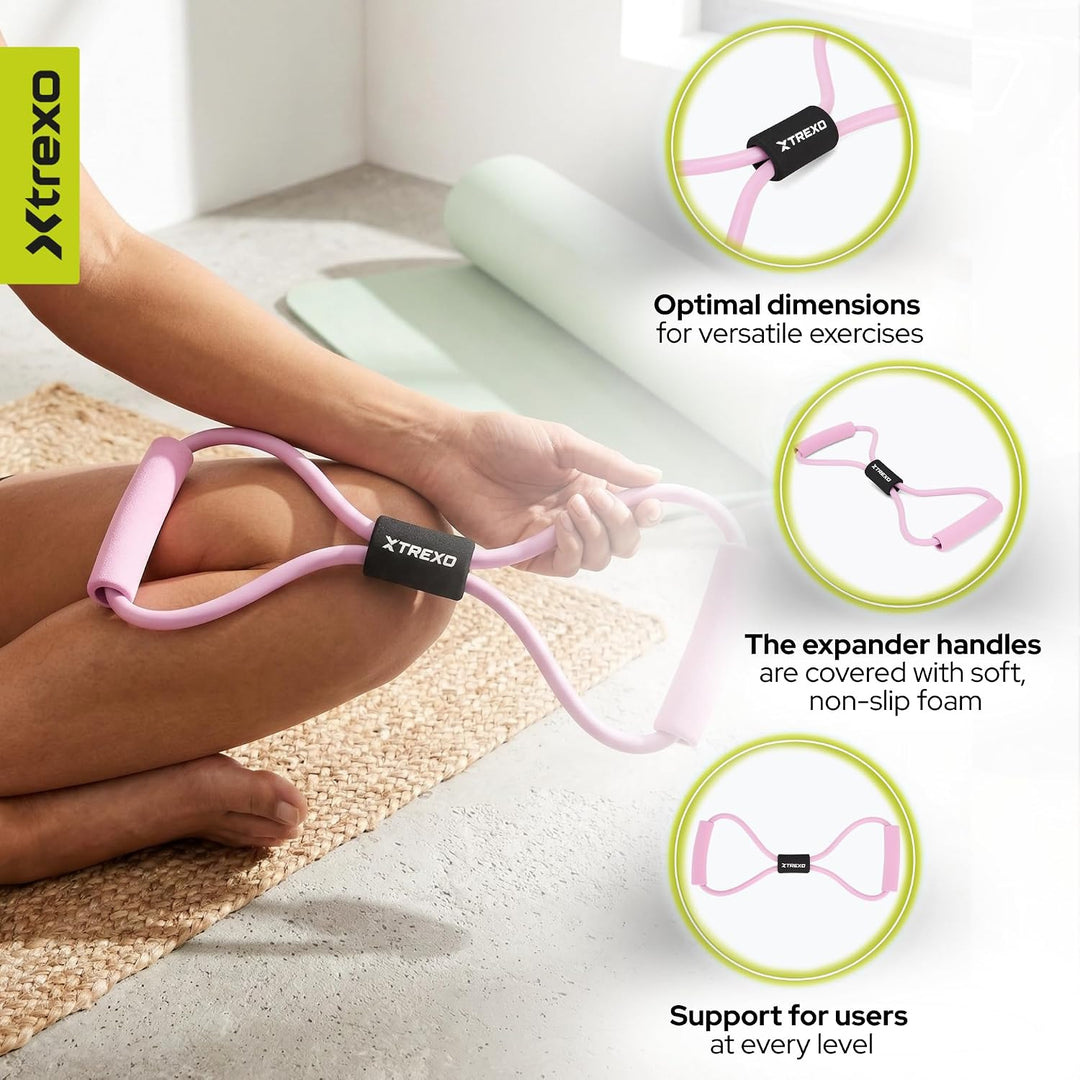 Fitness Expander mit Griffen – Widerstandsband aus TPR & Schaumstoff – 100 cm – Elastisches Training
