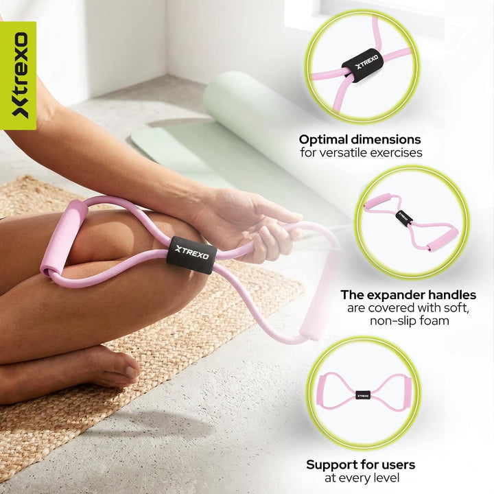 Fitness Expander mit Griffen – Widerstandsband aus TPR & Schaumstoff – 100 cm – Elastisches Training