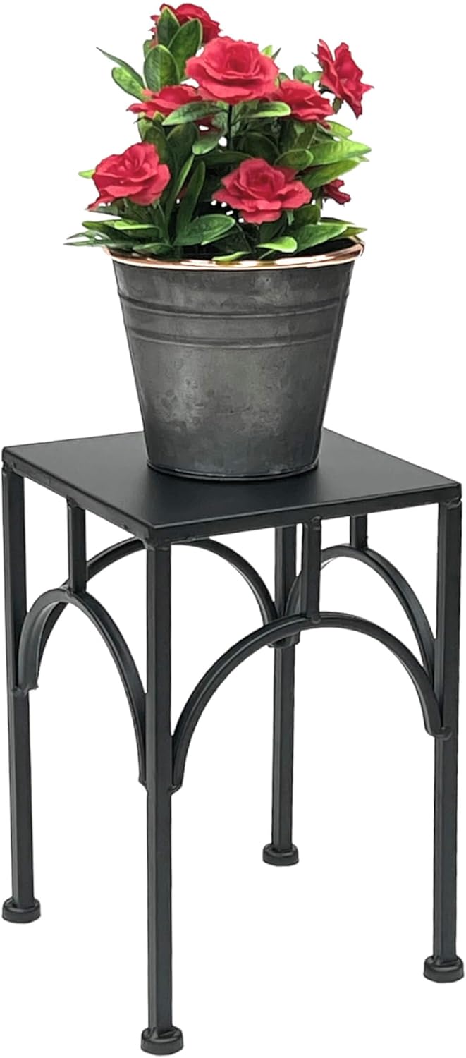 DanDiBo Blumenhocker Metall Schwarz Eckig Blumenständer Beistelltisch 96449 Blumensäule Pflanzenhock