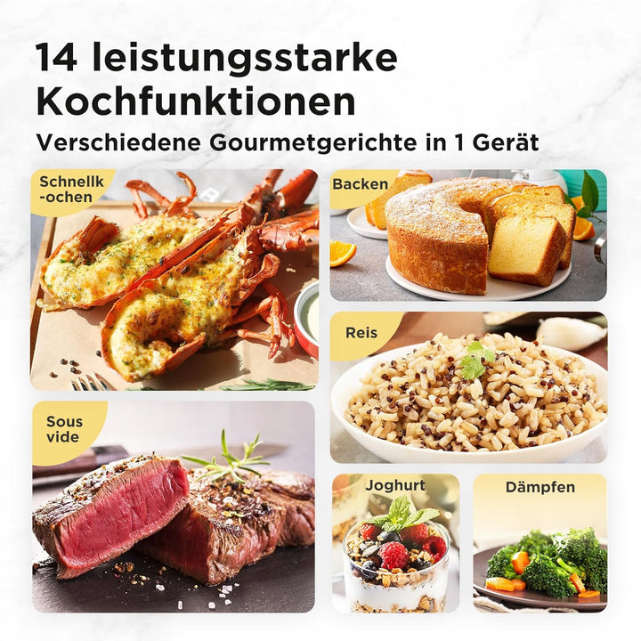 Midea Elektrischer Schnellkochtopf 9-in-1, 12 Voreinstellungen Instant-Multikocher Antihaft-Topf Jog