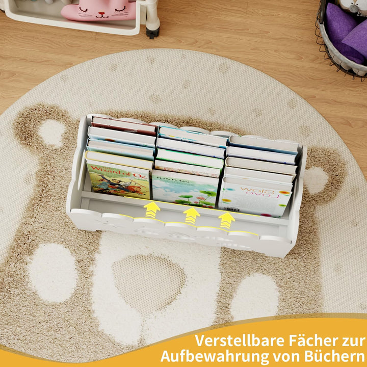 Kinder Bücherregal Holz, Montessori Bücherregal Kinder, Bücherkiste Kinder für Leseecke, Babyzimmer,