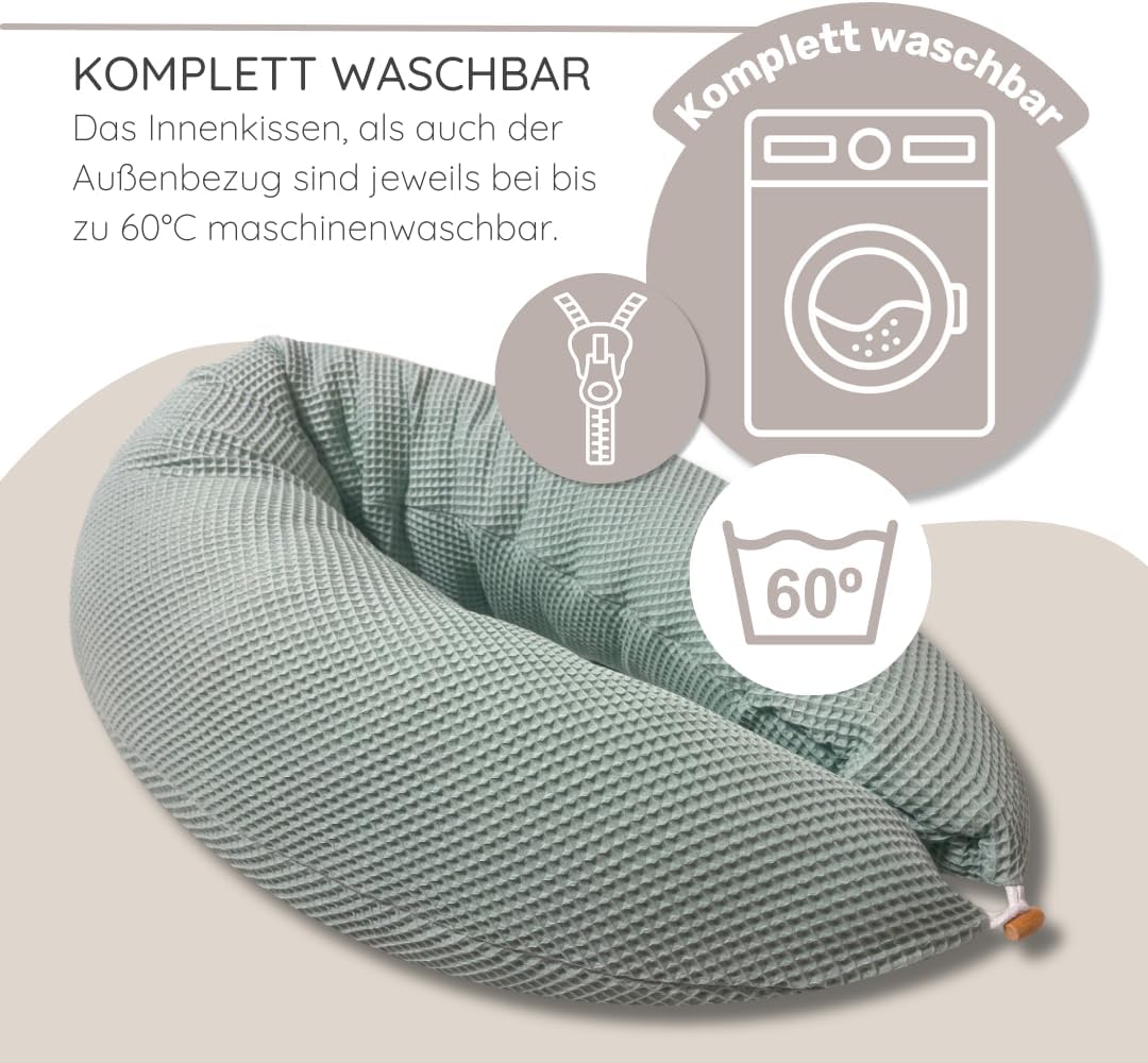 HOBEA-Germany Stillkissen 190 cm x 76 cm XXL Schwangerschaftskissen Seitenschläferkissen Stillkissen