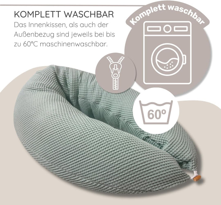 HOBEA-Germany Stillkissen 190 cm x 76 cm XXL Schwangerschaftskissen Seitenschläferkissen Stillkissen