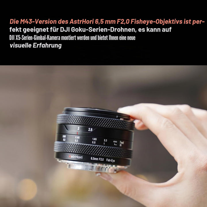 AstrHori 6.5mm F2.0 APS-C Fisheye Objektiv für Fuji X, Manueller Fokus 192° Ultraweitwinkel Objektiv