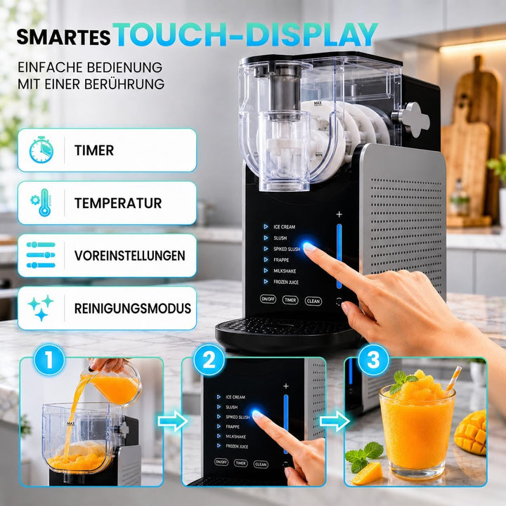 Slush-Maschine – Slush Puppy Maschine 1,6L, 6 Programme, Granita Maschine für Eiskaltgetränke, Timer