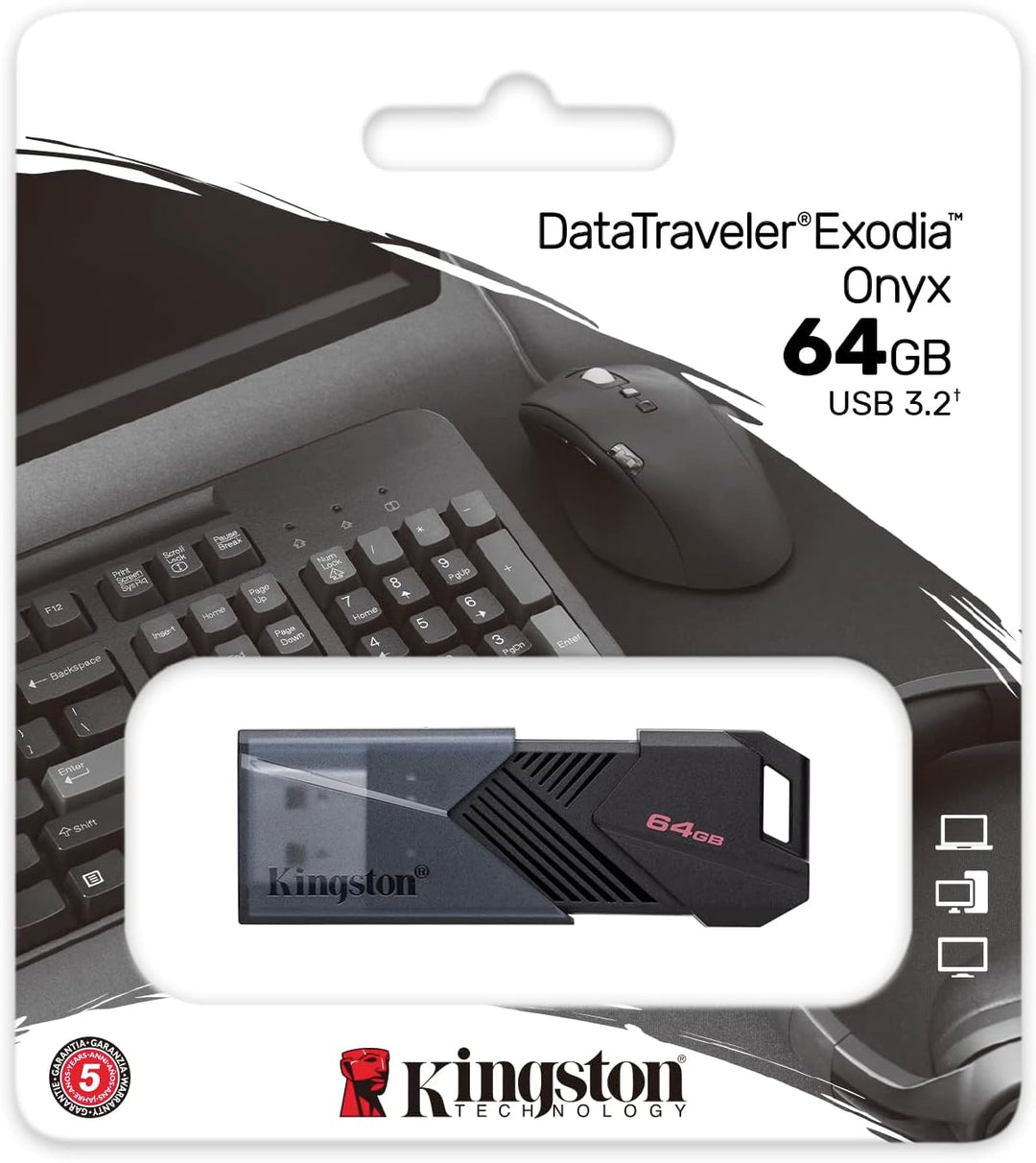 Kingston DataTraveler Exodia Onyx USB-Stick 3.2 DTXON/64GB Gen 1 - mit schlanker, beweglicher Kappe,