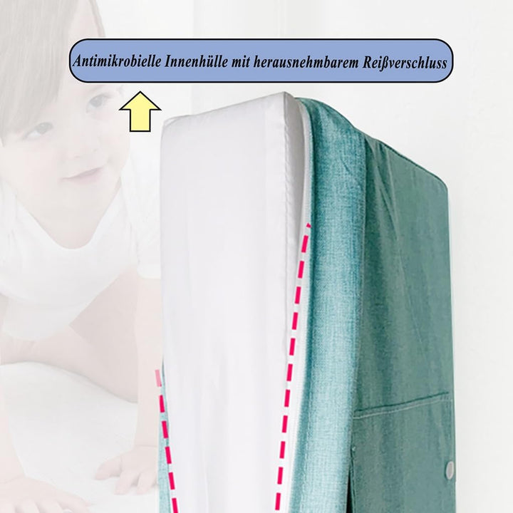 Bettgitter für Kinder, 50cm Grün Rausfallschutz Bett, 5-Stufen Höhenverstellbar, für Kinderbetten, E