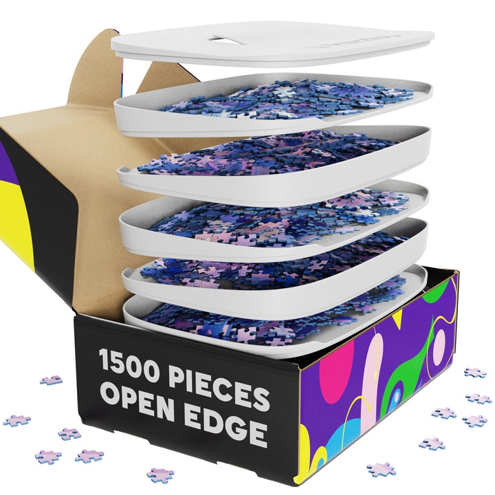 Puzzlup Stapelbare Puzzle Sortierschalen mit Box Anzeige auf Deckel – Set aus 6 Schalen – Bis zu 150