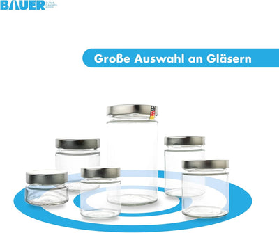 flaschenbauer.de - 6er Set Gewürzgläser Set 154ml - TO 58 Deep Mündung, Silberne Deckel - Ideal für