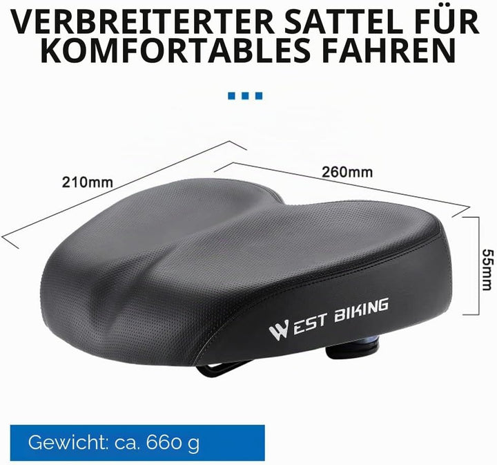 Lixada West Biking Ergonomischer Fahrrad-Ersatzsattel, weich, breiter, Dicker, Rennrad-Kissen, Langs