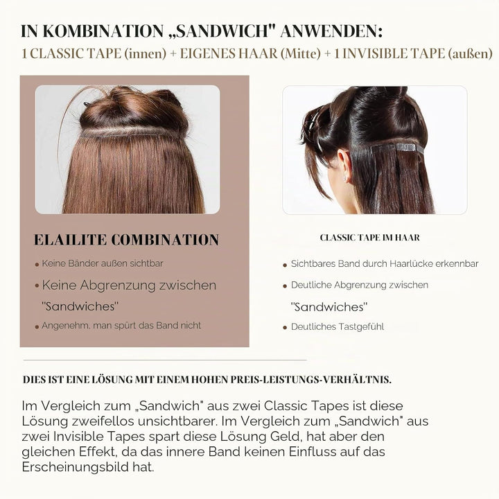 Elailite Tape Extensions Echthaar 