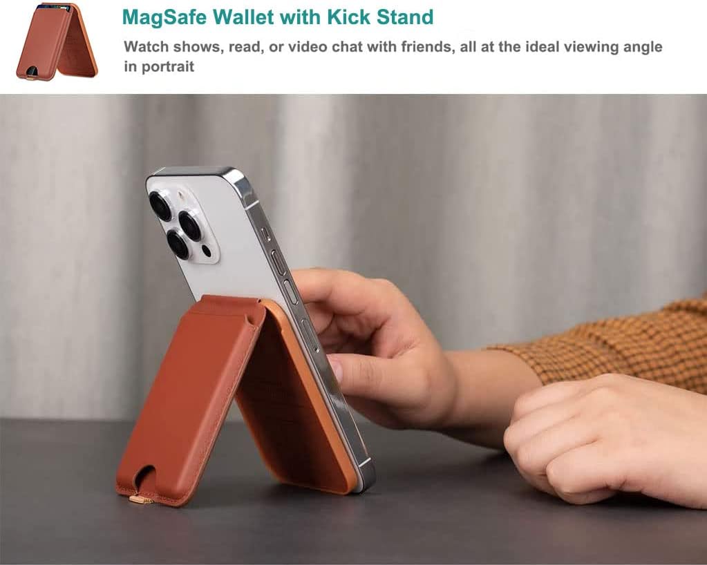 HAOBOBRO - MagSafe Wallet mit Standfunktion - Magnetischer Leder Kartenhalter - Kompatibel mit iPhon