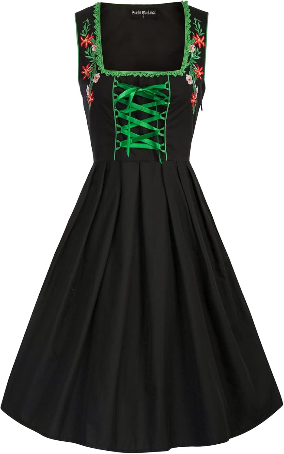 SCARLET DARKNESS Damen Dirndl Oktoberfest Trachtenkleid Dirndl Kleidung für Oktoberfest 3tlg Kleid B