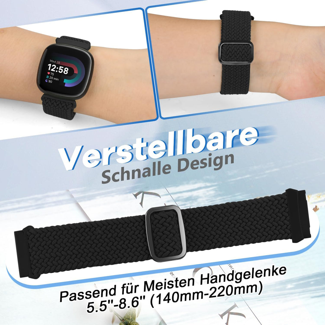 Geflochtenes Armband Kompatibel mit Fitbit Versa 4/Versa 3/Sense 2/Sense Armband für Damen Herren, E