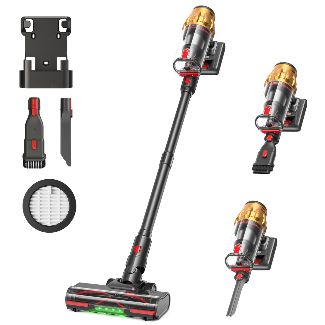 Lubluelu Akku-Staubsauger 50000Pa, kabellos mit Smart Display &amp; Anti-Tangle-Bodenbürste, leicht &amp; fl