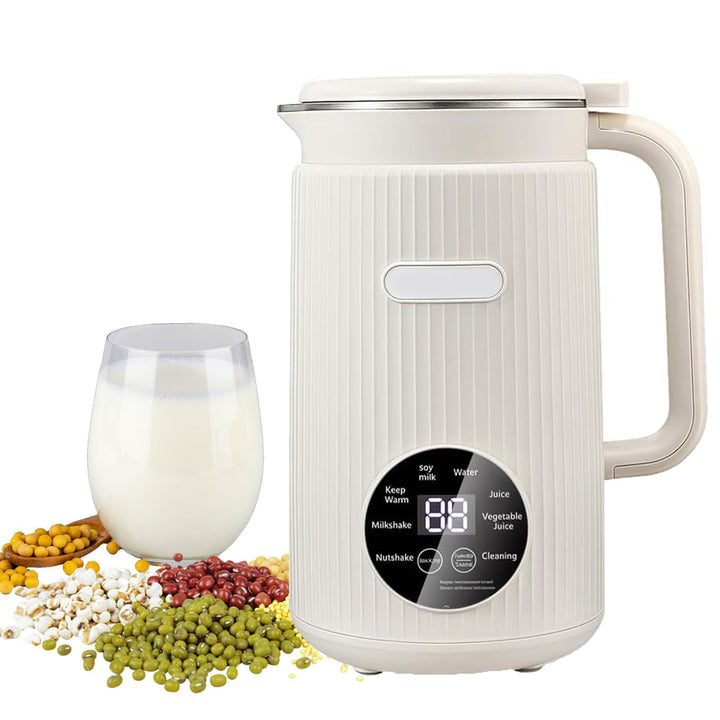 Nussmilchmaschine, 1200ml Pflanzenmilchbereiter mit 48 Klingen, LED Anzeige, 8 Stunden Warmhaltefunk