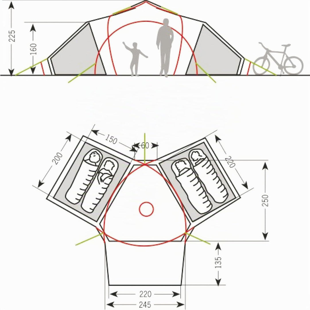 Vaude Zelt Badawi 4 Personen Familienzelt, sand, WS=3.000 mm