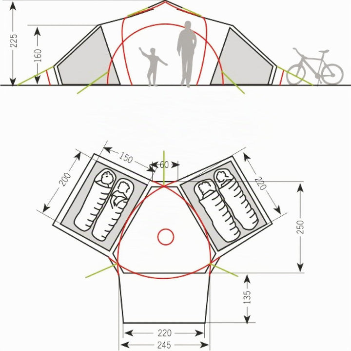 Vaude Zelt Badawi 4 Personen Familienzelt, sand, WS=3.000 mm