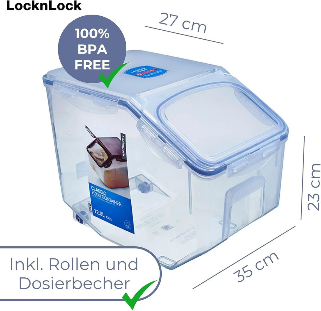 LocknLock PP Classic Küchen Caddy, 350 x 230 x 270 mm, 12 L, 100 % Luftdicht, Cleveres Verschluss-Sy