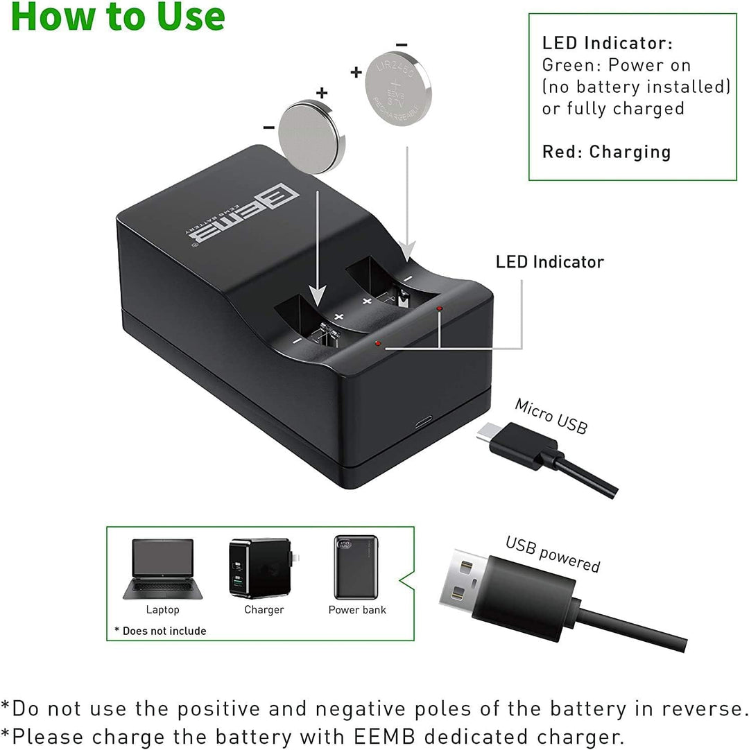 LIR2450 Akku 2450 Lithium-Ionen-Akku-Ladegerät mit 3,7 V 120 mAh Lithium-Ionen-Knopfzellenbatterie (