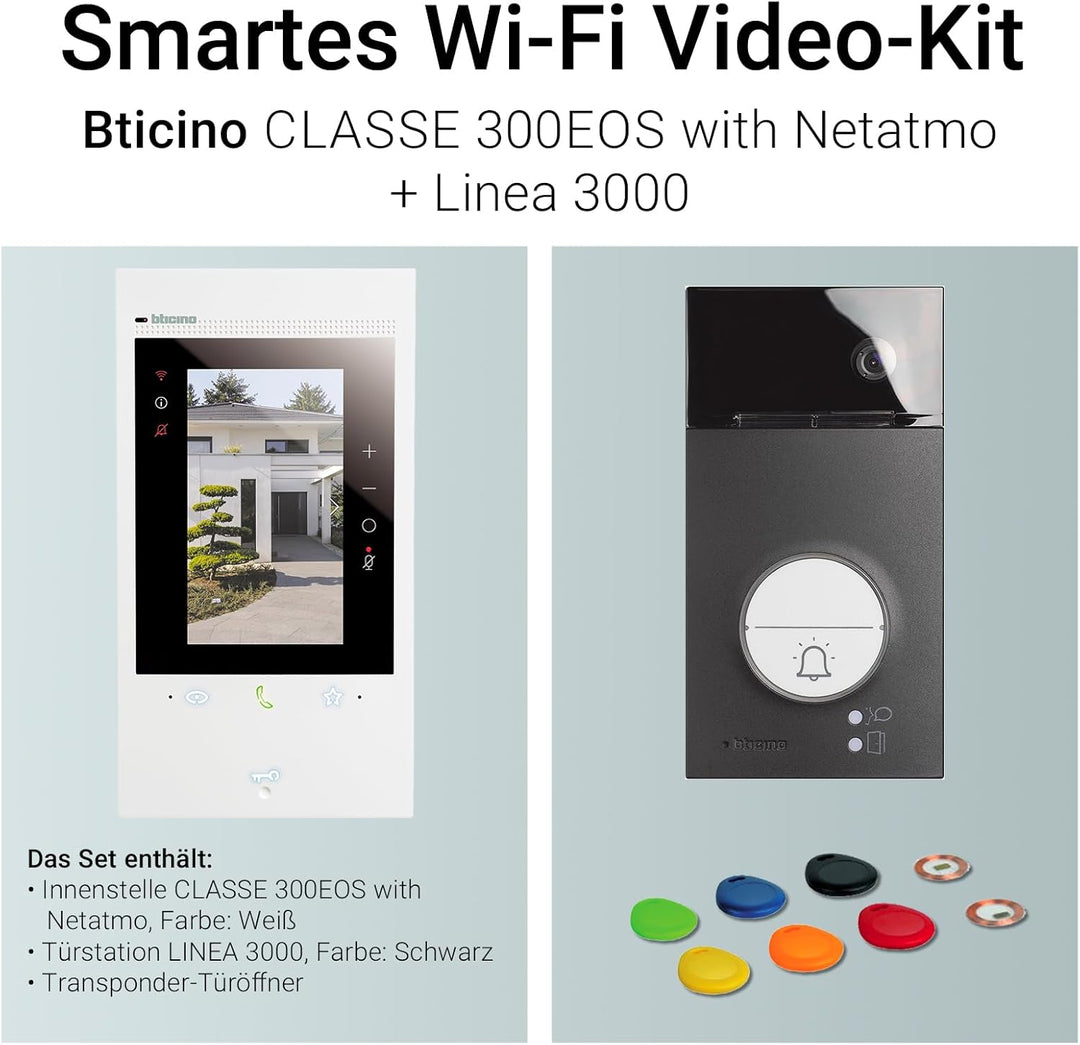 BTICINO, Flex‘ONE-Set Classe 300EOS with Netatmo + Linea 3000, erste smarte Wi-Fi-Video-Innenstelle