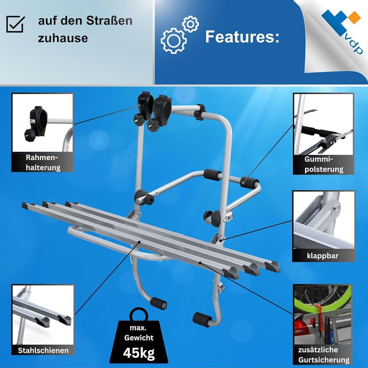 MENABO Hecktràger Fahrradtràger Steelbike mit Schienen 3 Räder