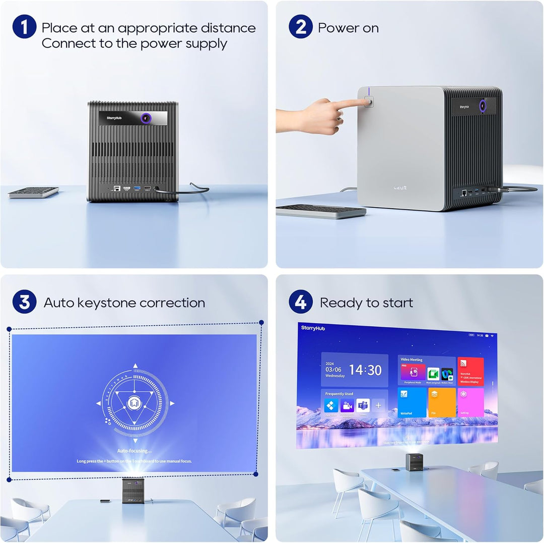 CZUR StarryHub Konferenz Beamer 2200 ANSI mit 120° Weitwinkel Videokonferenzkamera, 1080P Kurzdistan