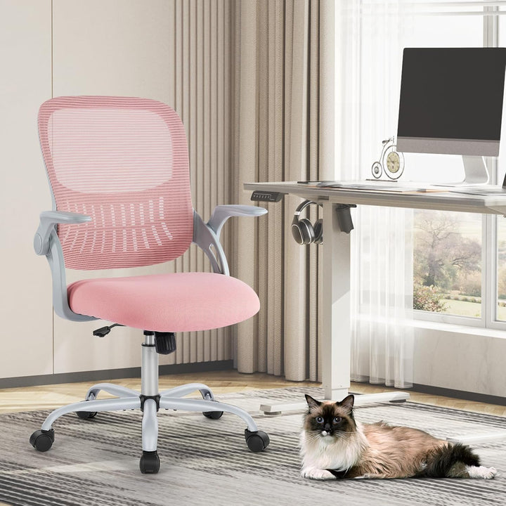 Sweetcrispy Computer-Schreibtischstuhl für Heimbüro, ergonomisch, mittlere Rückenlehne, Netzstoff, D