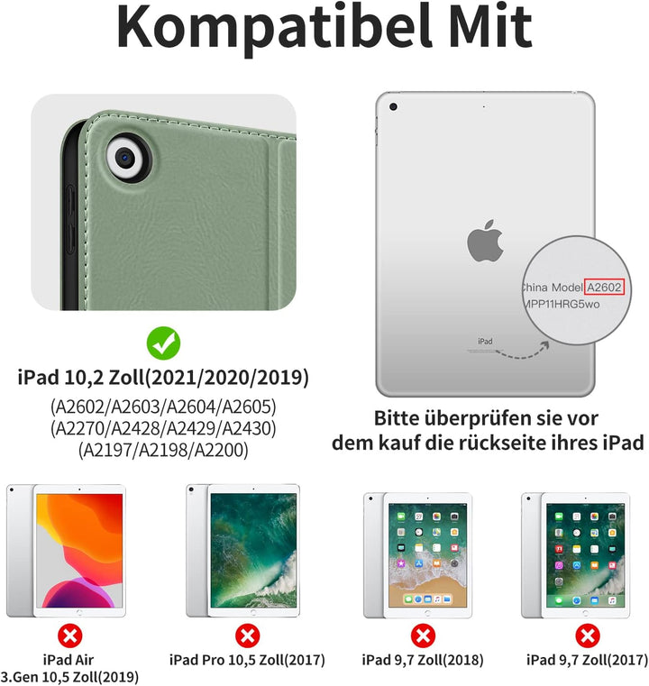 HOLIMET Hülle für iPad 9. Generation (2021) mit Stifthalter, iPad 8/7. Generation (2020/2019) PU-Led