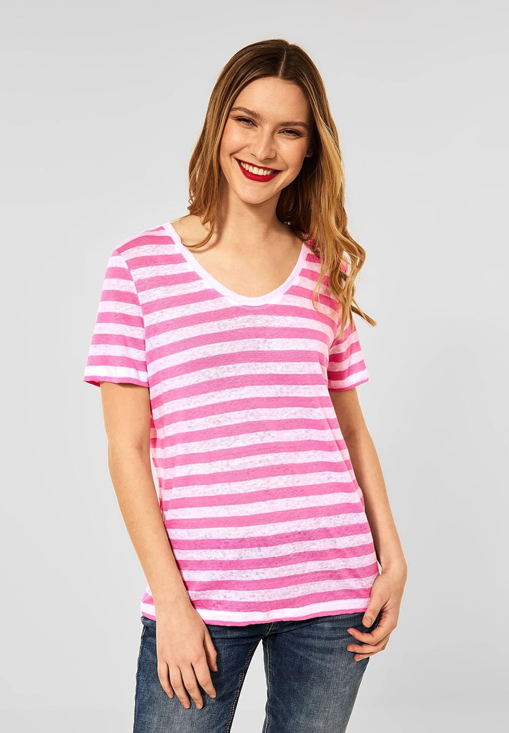 Street One Damen Streifenshirt 38 Cool Pink, 38 Cool Pink
