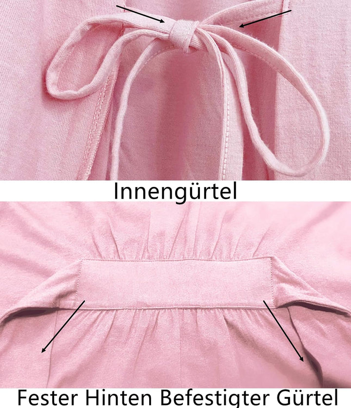 COLORFULLEAF 100% Baumwolle Bademantel Damen Kurz Morgenmantel Leicht Knielang Kimono Saunamantel Na