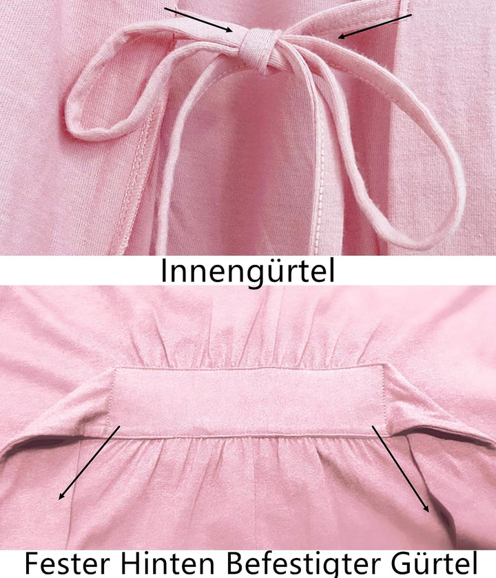 COLORFULLEAF 100% Baumwolle Bademantel Damen Kurz Morgenmantel Leicht Knielang Kimono Saunamantel Na