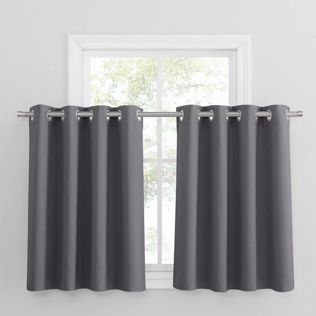 PONY DANCE Scheibengardinen Blickdicht Kurzgardinen Küche Ösenschal 2er Set H 90 x B 132 cm Verdunkl