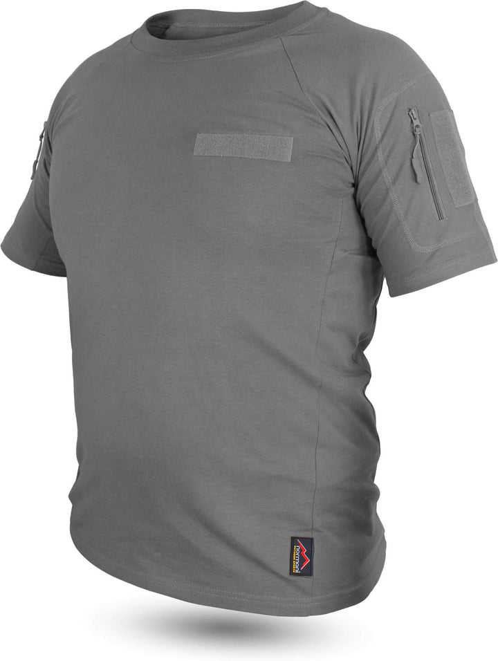 Tactical BDU Kampfshirt T-Shirt mit Klettpatches, Armtaschen &amp; versteckten Seitentaschen XXL Grau 1,