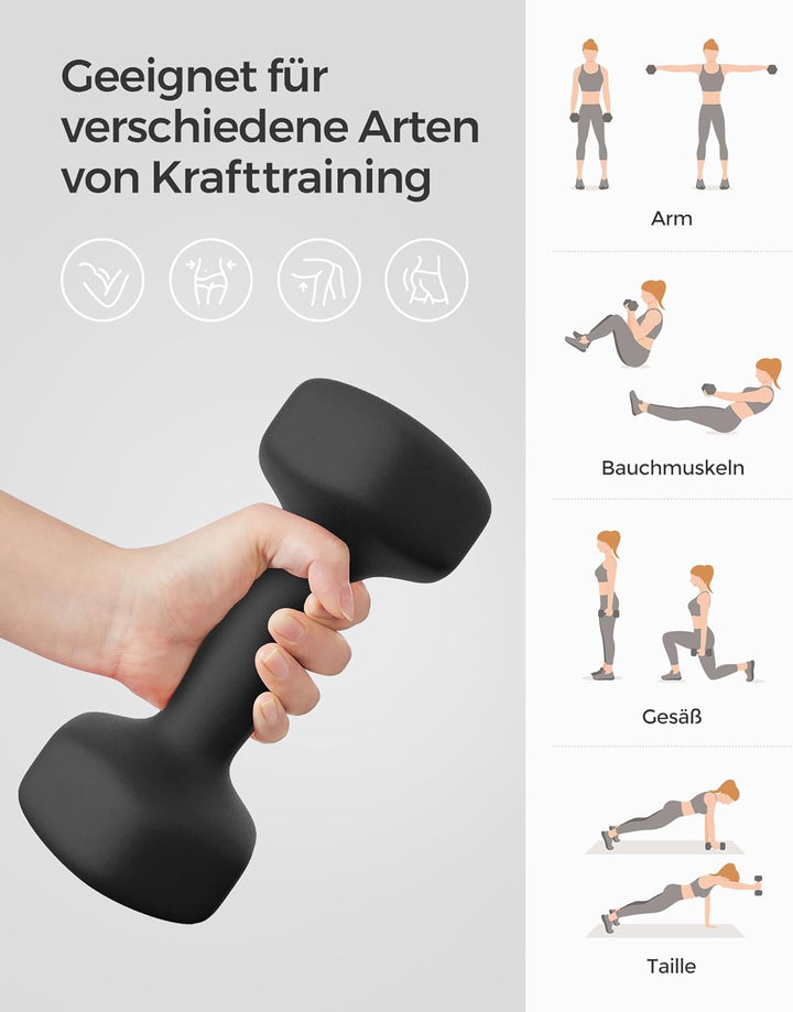 SONGMICS Hanteln, 2er Set,Hantelset, Kurzhanteln, Hexagon, Neopren-Beschichtung, Krafttraining, Work