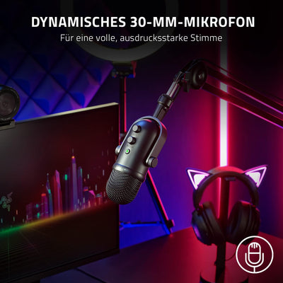 Razer Seiren V2 Pro - Professionelles USB-Mikrofon für Streamer (Dynamisches 30-mm-Mikrofon, Analoge