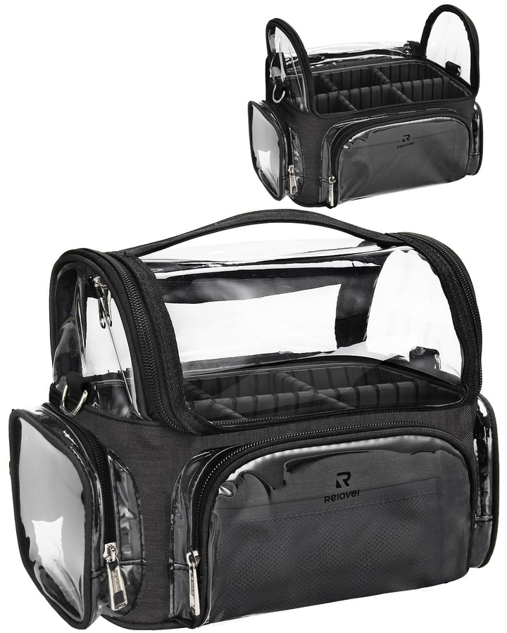 Relavel Make-up Pinsel Tasche, Transparente Kosmetiktasche Portable Grosse Makeup Pinselhalter Profe