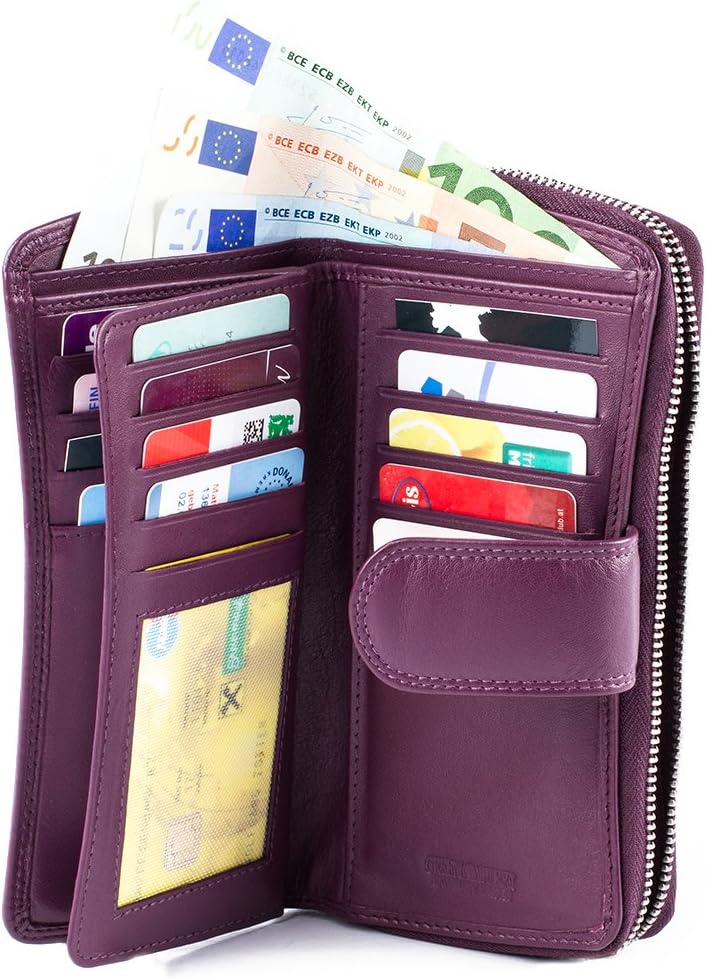 Greenburry Spongy Nappa 970-28 Purple Leder - grosse Damenbörse Geldbörse