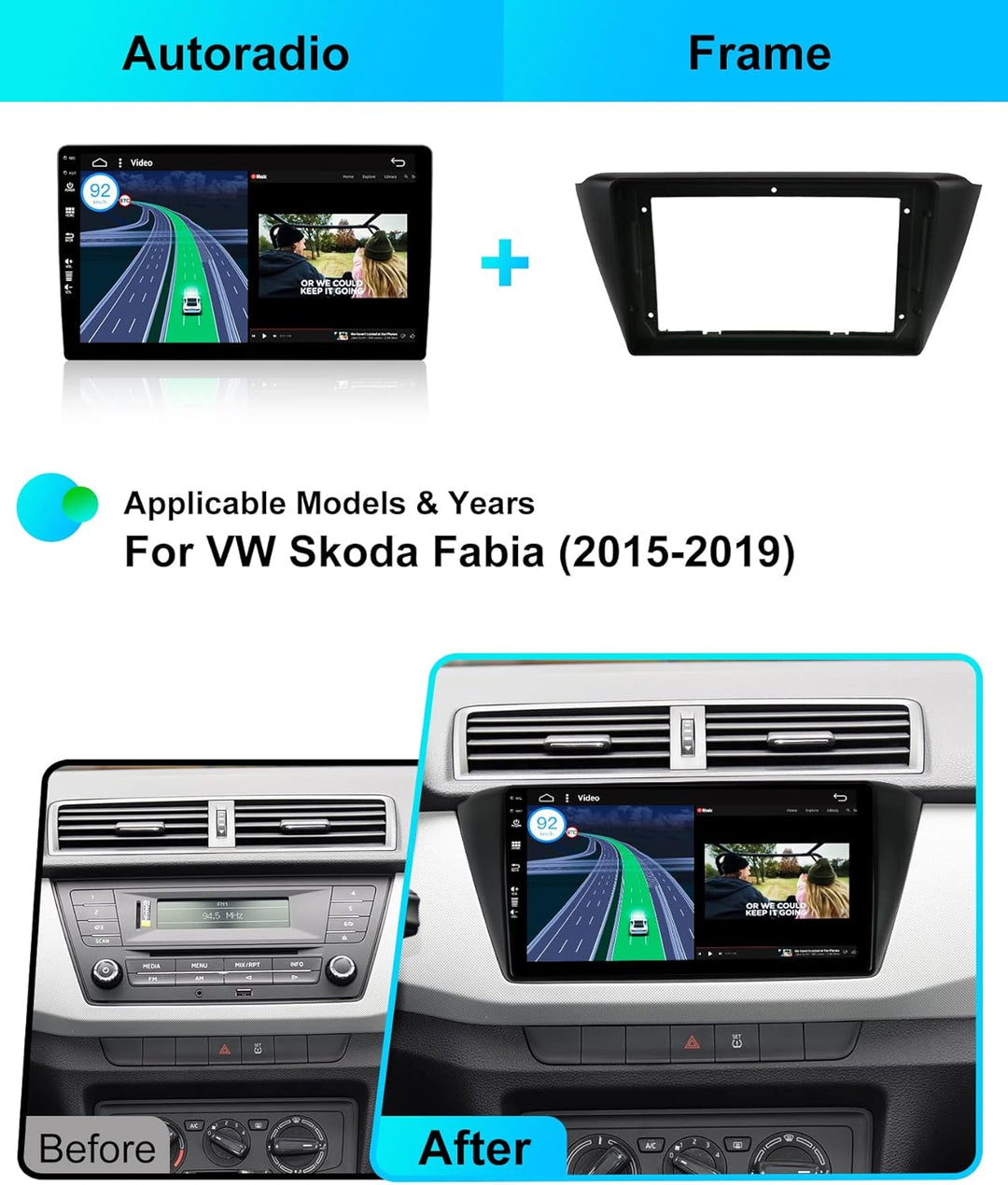 JOYX - [6G+128G] - Android 12 IPS Autoradio Passt für VW Skoda Fabia (2015-2019) - Kabellos CarPlay/